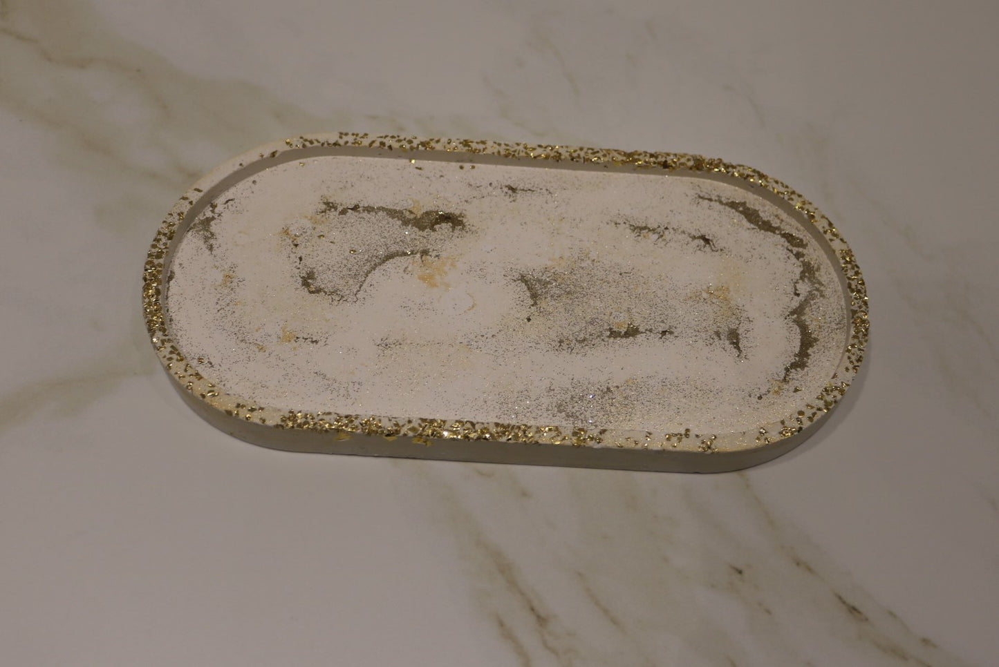 Large Gypsum Tray - Gold stones