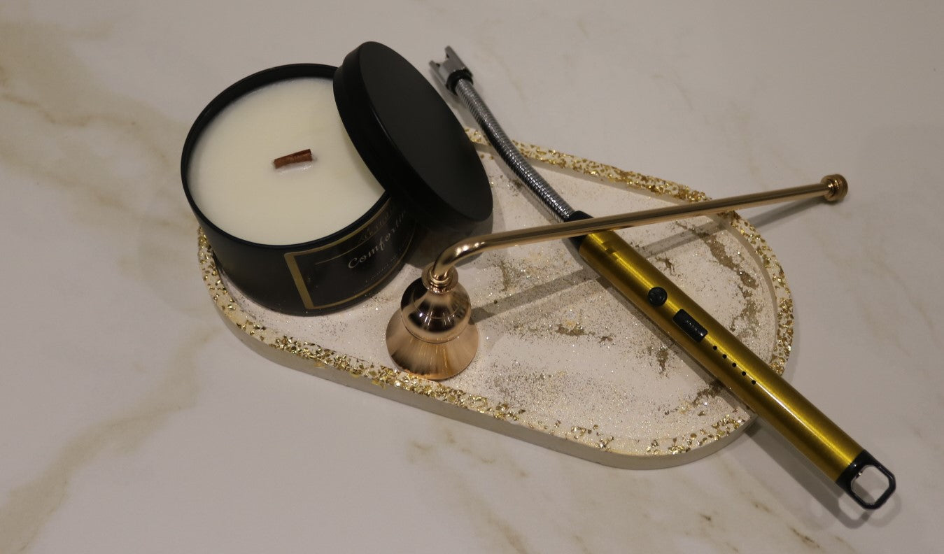 Large Gypsum Tray - Gold stones