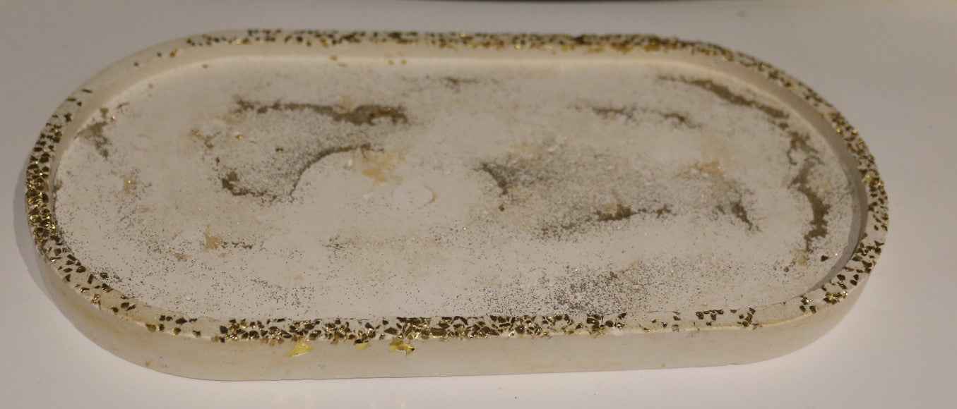 Large Gypsum Tray - Gold stones