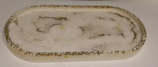 Large Gypsum Tray - Gold stones